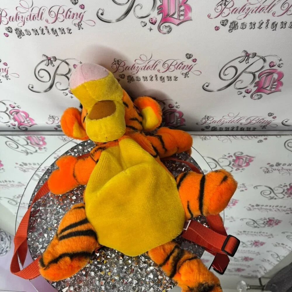 Disney tiger backpack Orange and Black Plush Toy backpack vintage zip up